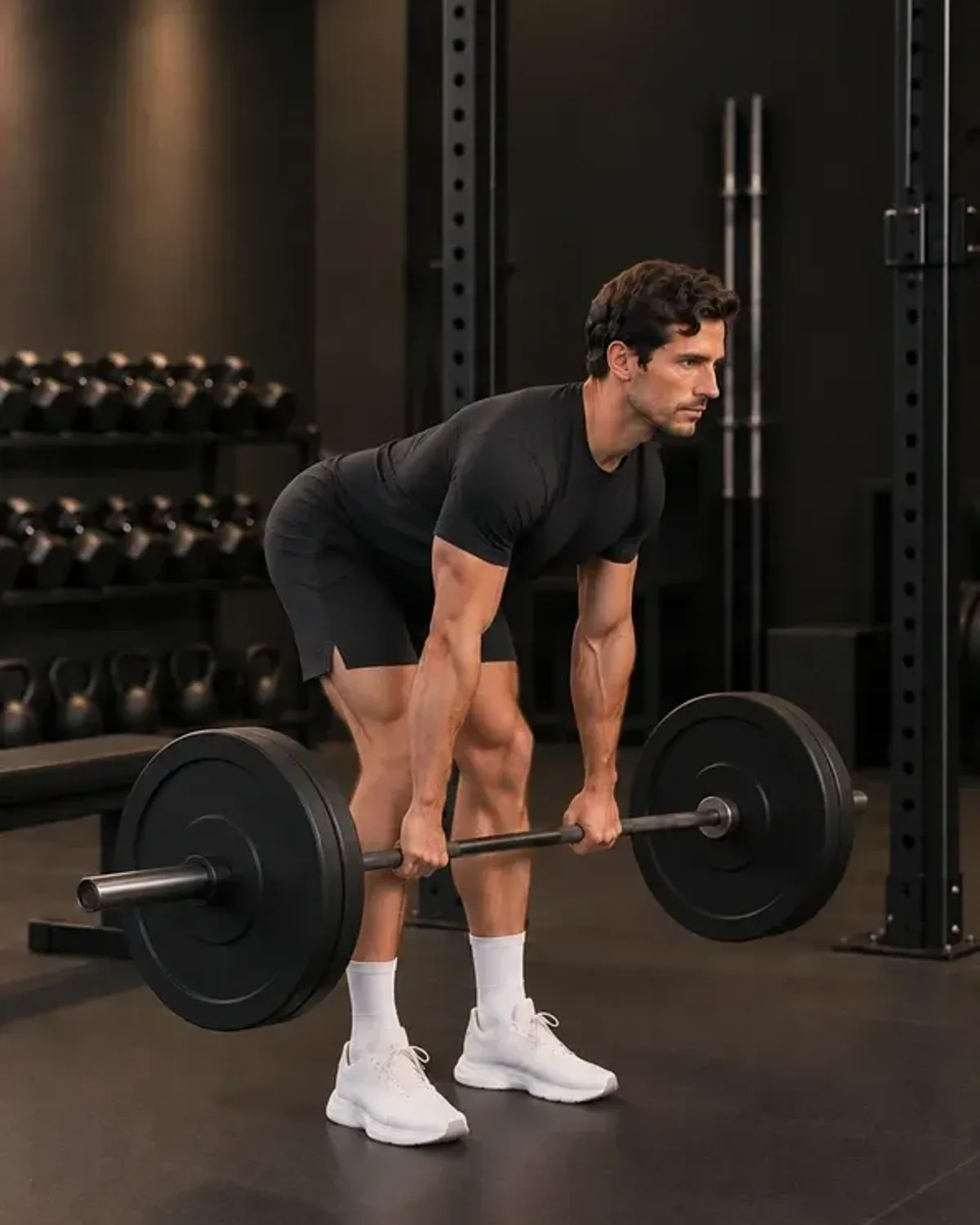 Barbell deadlift set-up from the floor