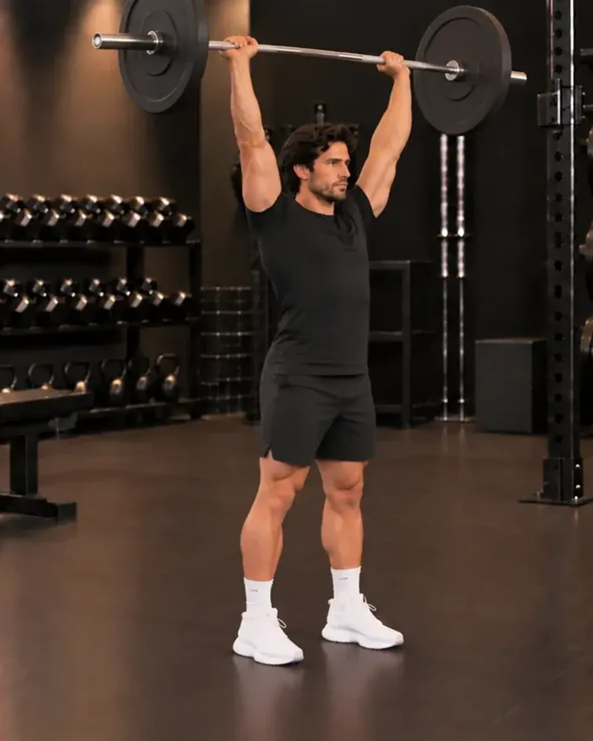 Barbell overhead press locked out